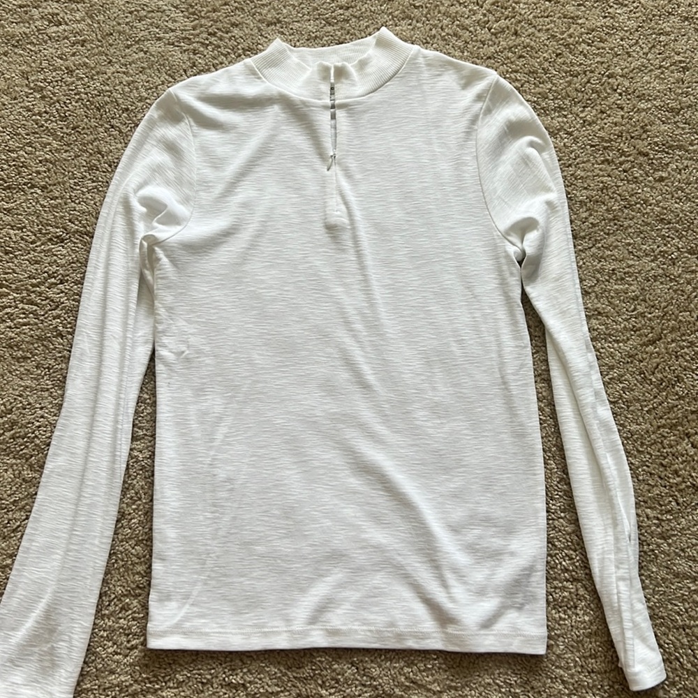 Vince Long sleeve half zip white t shirt large